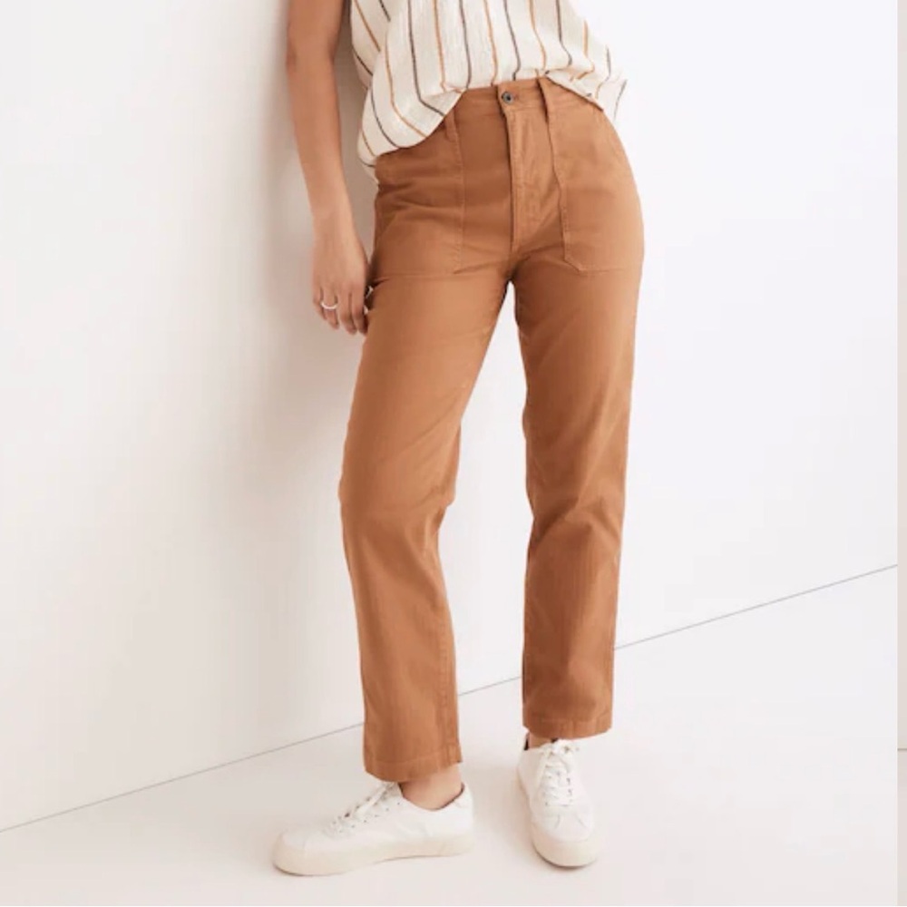 Madewell Perfect Vintage Straight Workwear Pants – Beige/Tan, Size 25